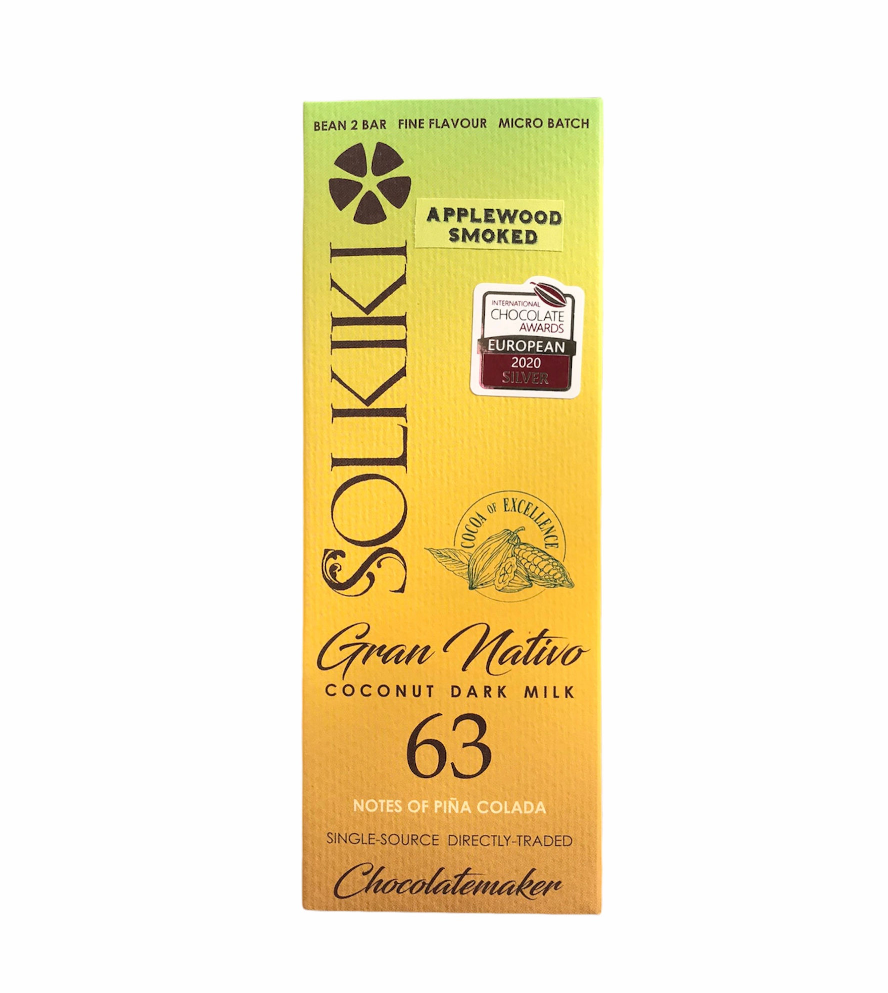 Applewood Smoked 63% Peru, Gran Nativo Blanco - Coconut Dark Milk