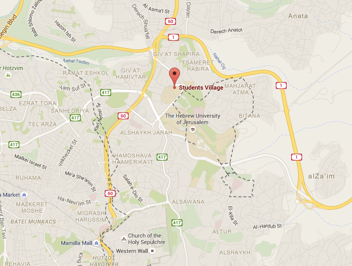 map of Hebrew University of Jerusalem