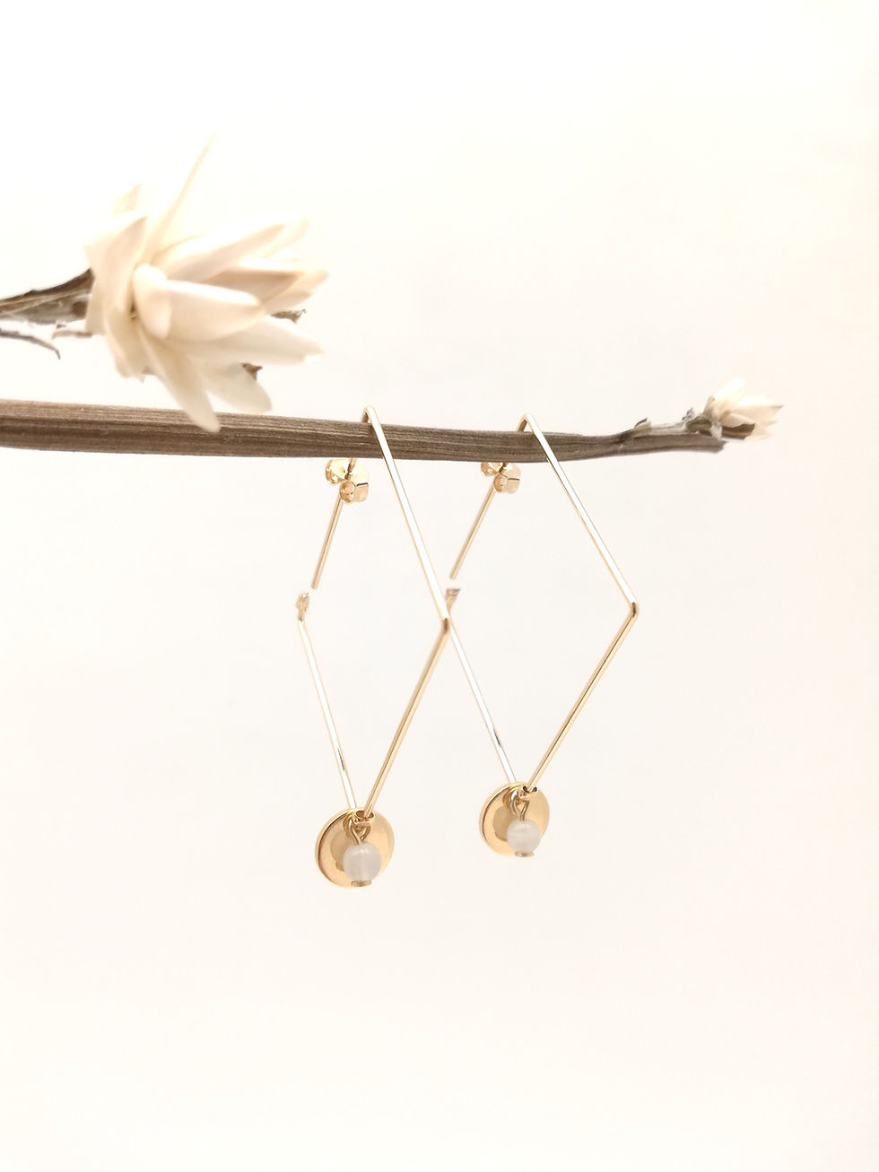 Miniature : Créoles graphiques pierre de lune