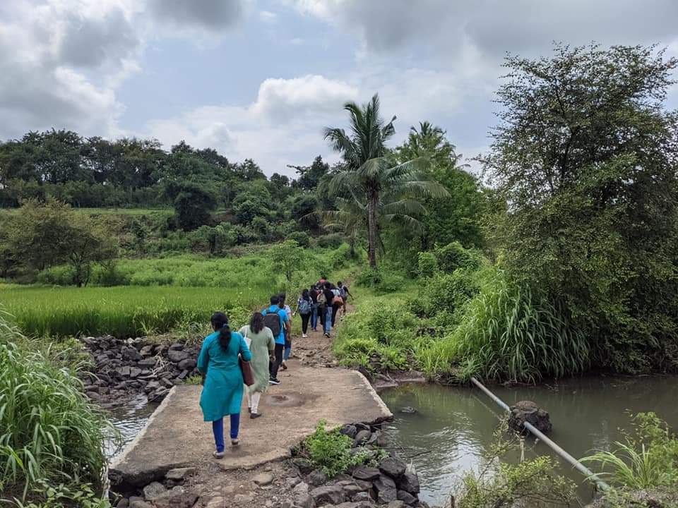 Visitors exploring rural bamboo trail