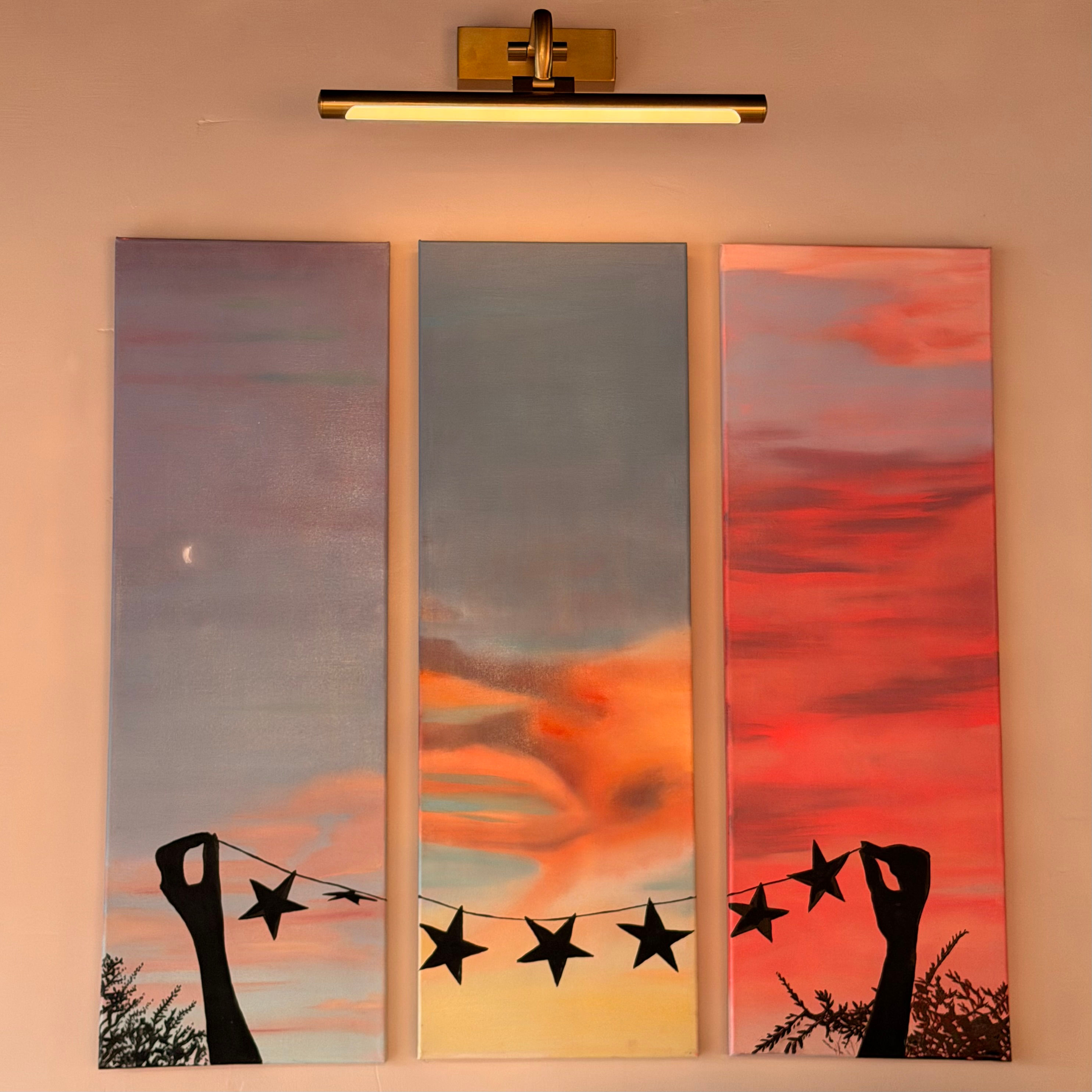 The Sky Keeper 30x30 Original Oil Paintings Triptych on Canvas