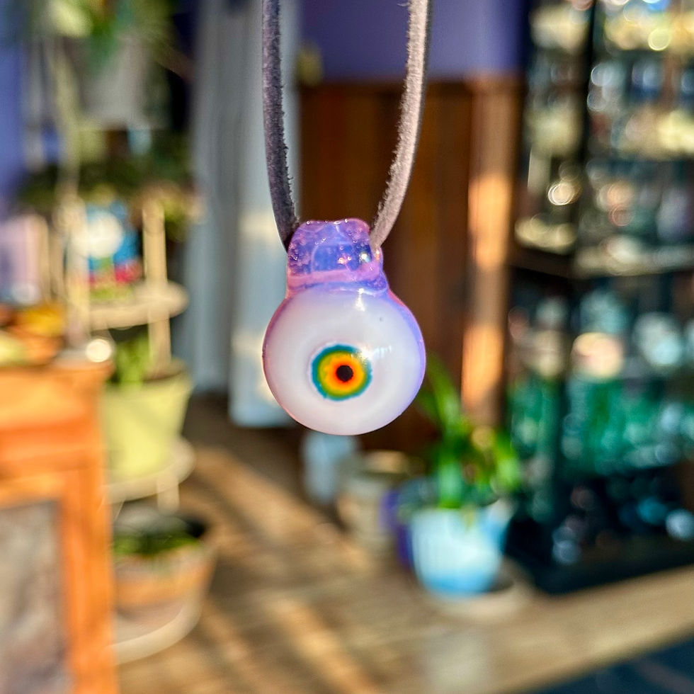 Thumbnail: Pink Eye Pendant with Rainbow Iris