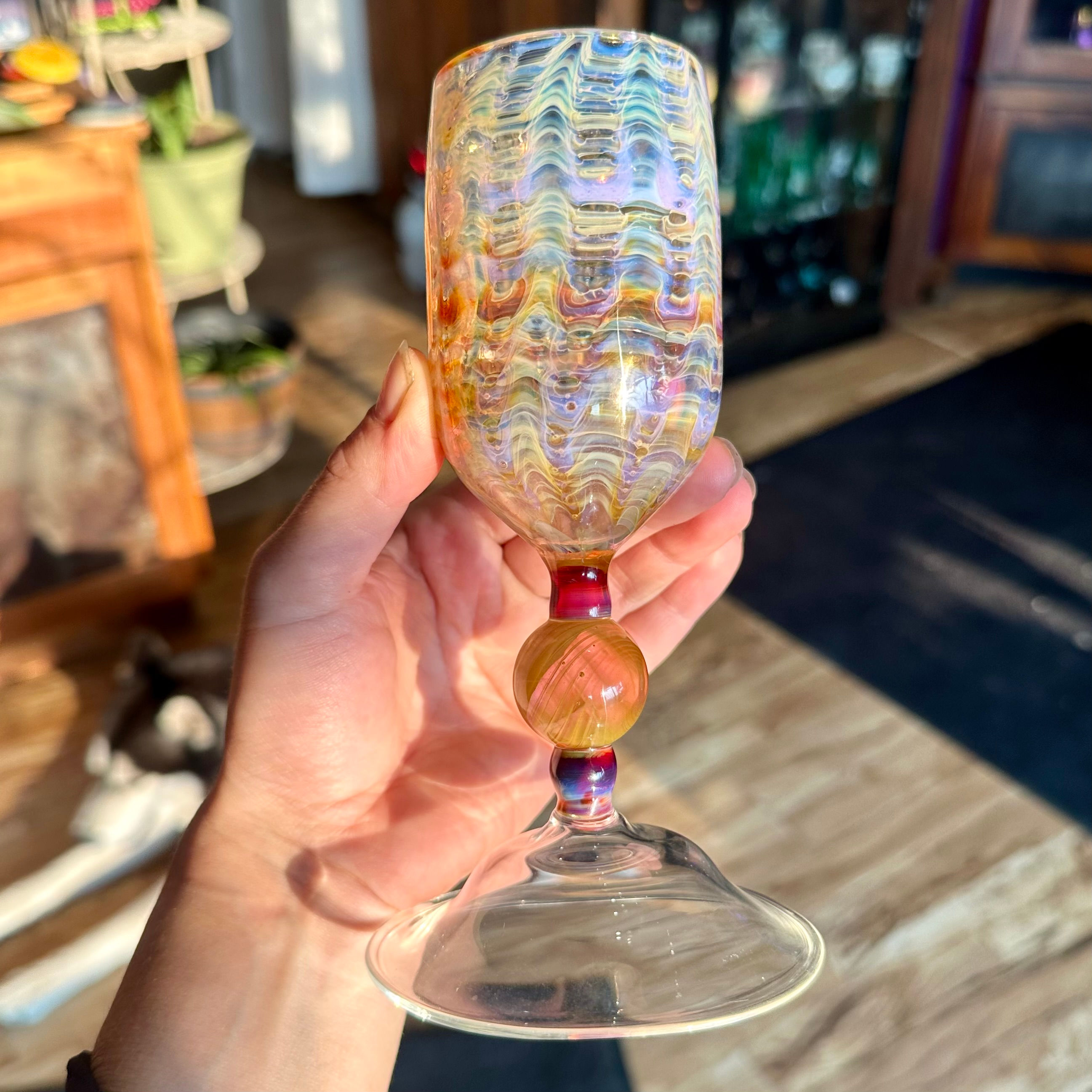 Fumed Goblet w/ Marble Stem