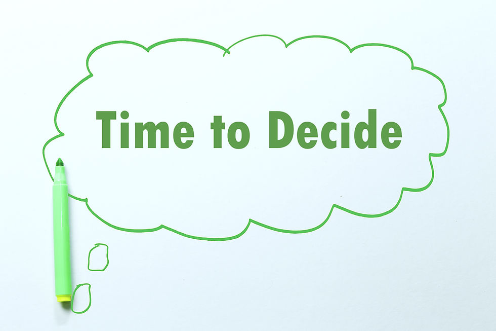 writing time to decide, green marker on talking bubble. opt in options isolated on White b