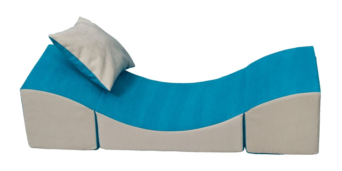 Foam Lounger / Table - Blue & Beige