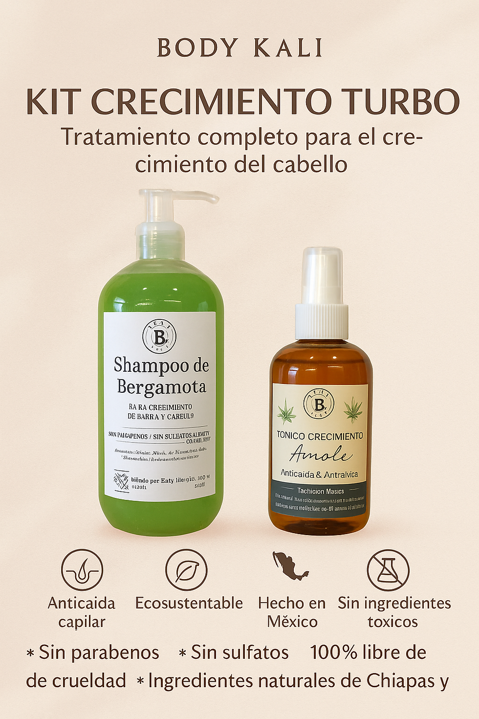 Thumbnail: Kit Crecimiento Turbo (Shampoo de Bergamota 500 ml+ Tónico de Amole 250 ml)