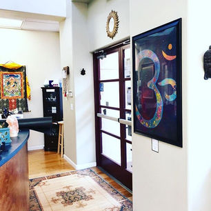 -Space Namaste-_Spray on paper. So happy to see this piece hanging at the amazing _Yogavil