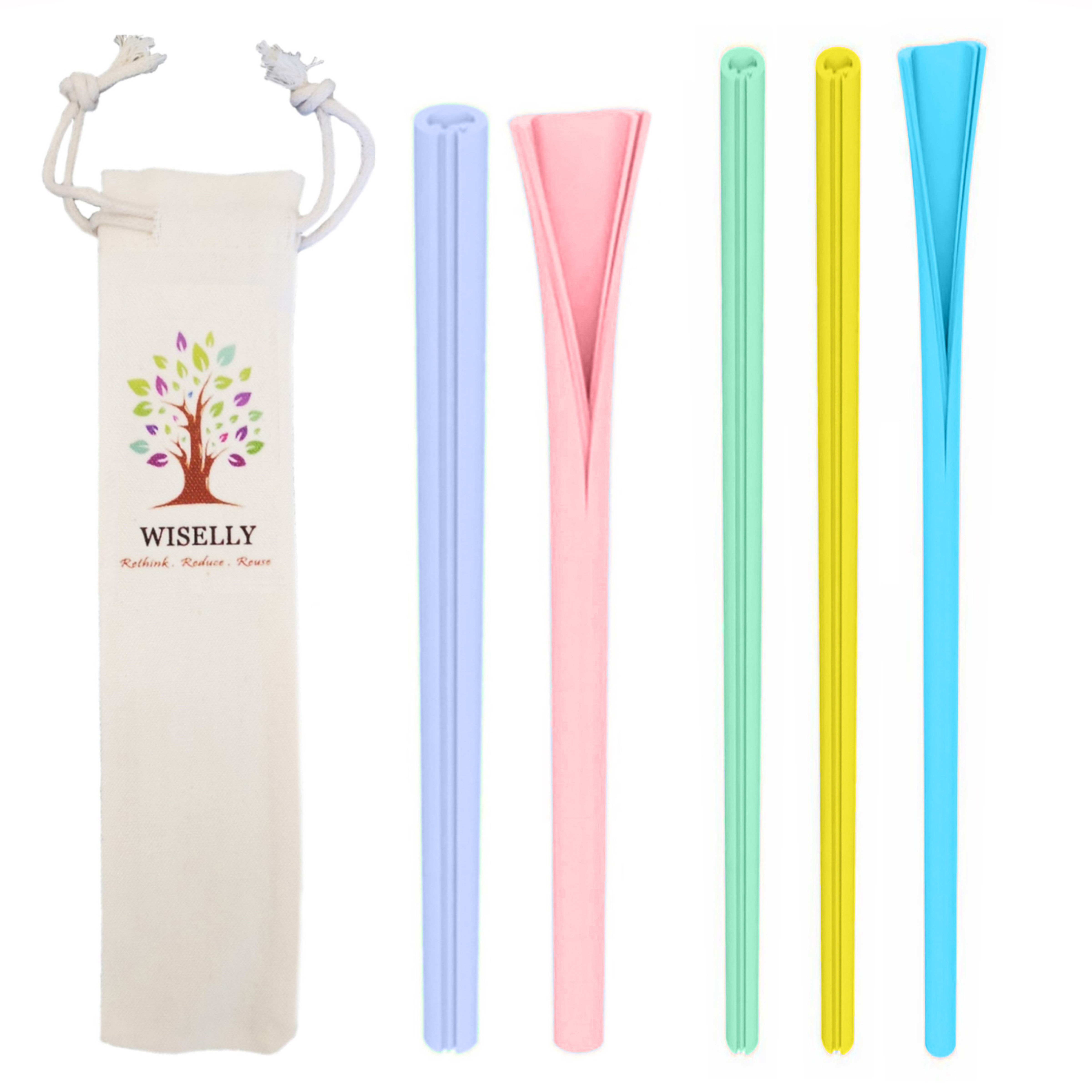 No Smell Openable Best Reusable Silicone Straws with Carry Pouch