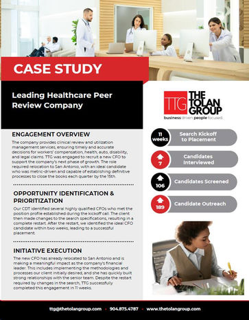 CASE STUDY: CFO FOR LEADING HEALTHCARE PEER REVIEW COMPANY