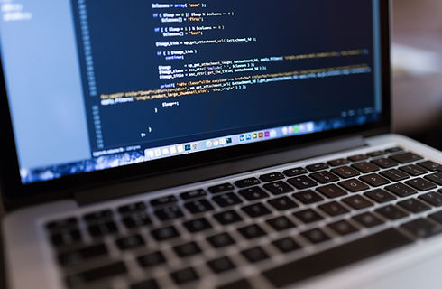 Code on a laptop computer