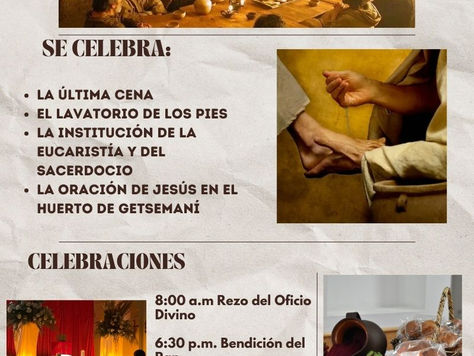 Hoy celebramos el Jueves Santo, día de la Última Cena del Señor