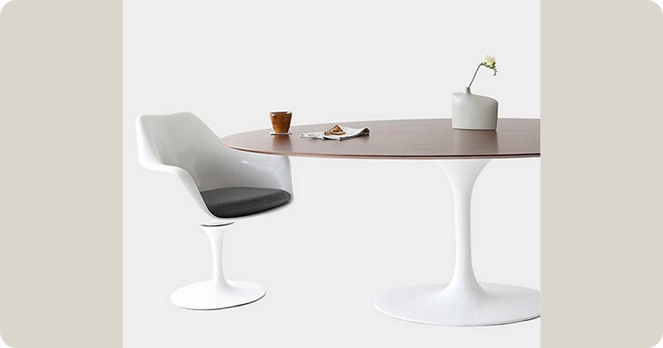 Eternity Modern Dark Walnut Wood Tulip Dining Table Oval