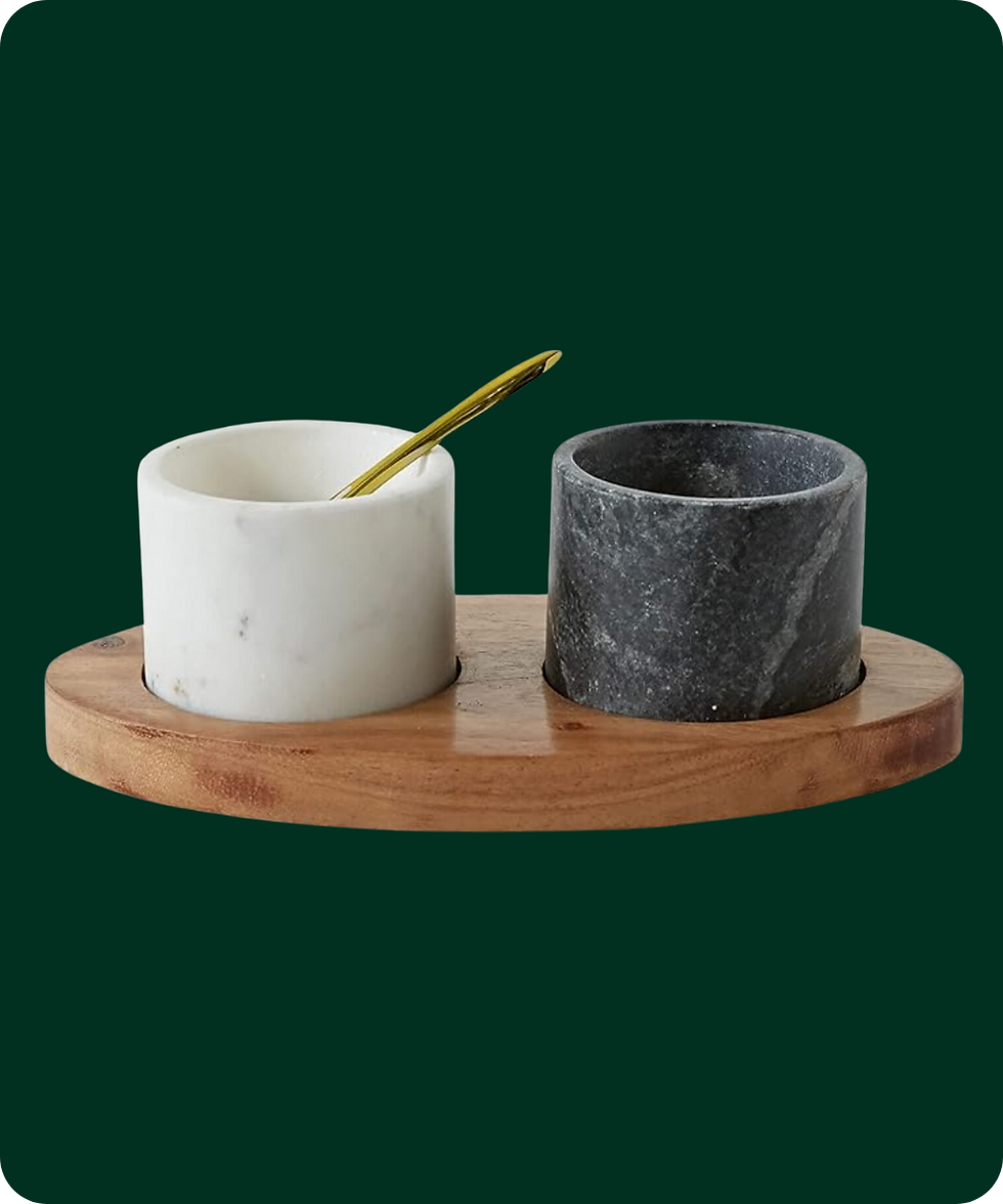 marble salt and pepper bowls