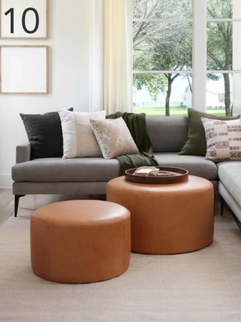 TORRES ROUND LEATHER OTTOMAN - MEDIUM & LARGE