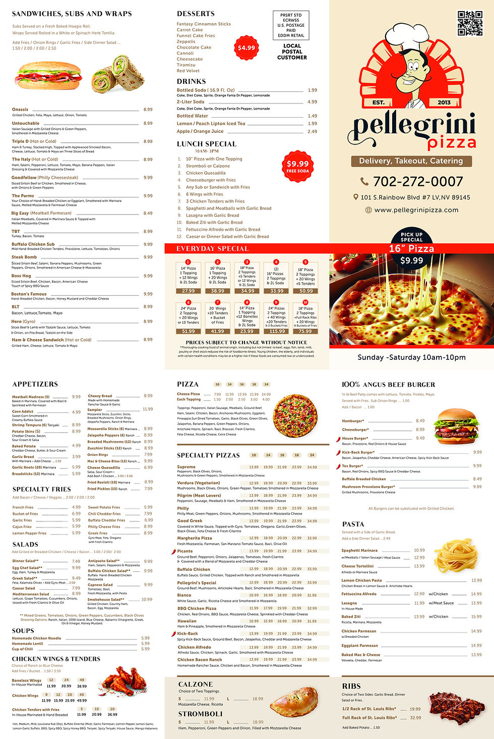 Pellegrini Pizza Menu