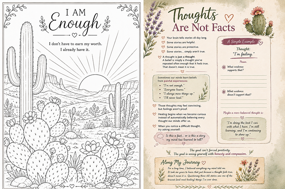I Am Enough & Thoughts Are Not Facts spread
