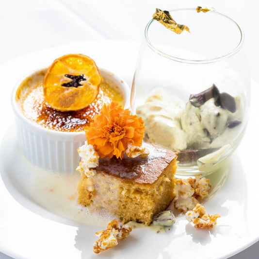 Luxury plated dessert assortment served at wedding reception catered by Chris Valdes Catering in Miami Florida