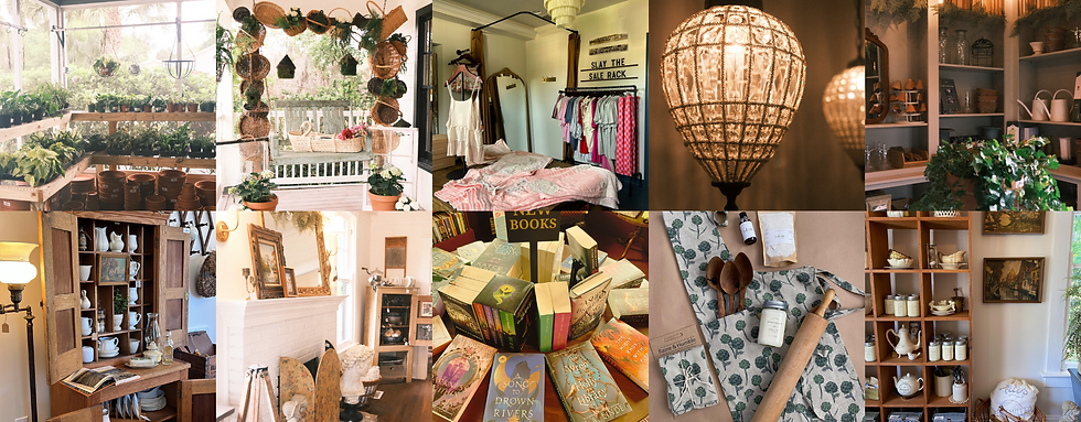 Collage of vendor shops at Poppy's True Market