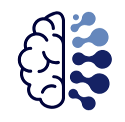 Icono de cerebro dividido en hemisferio lineal y digital