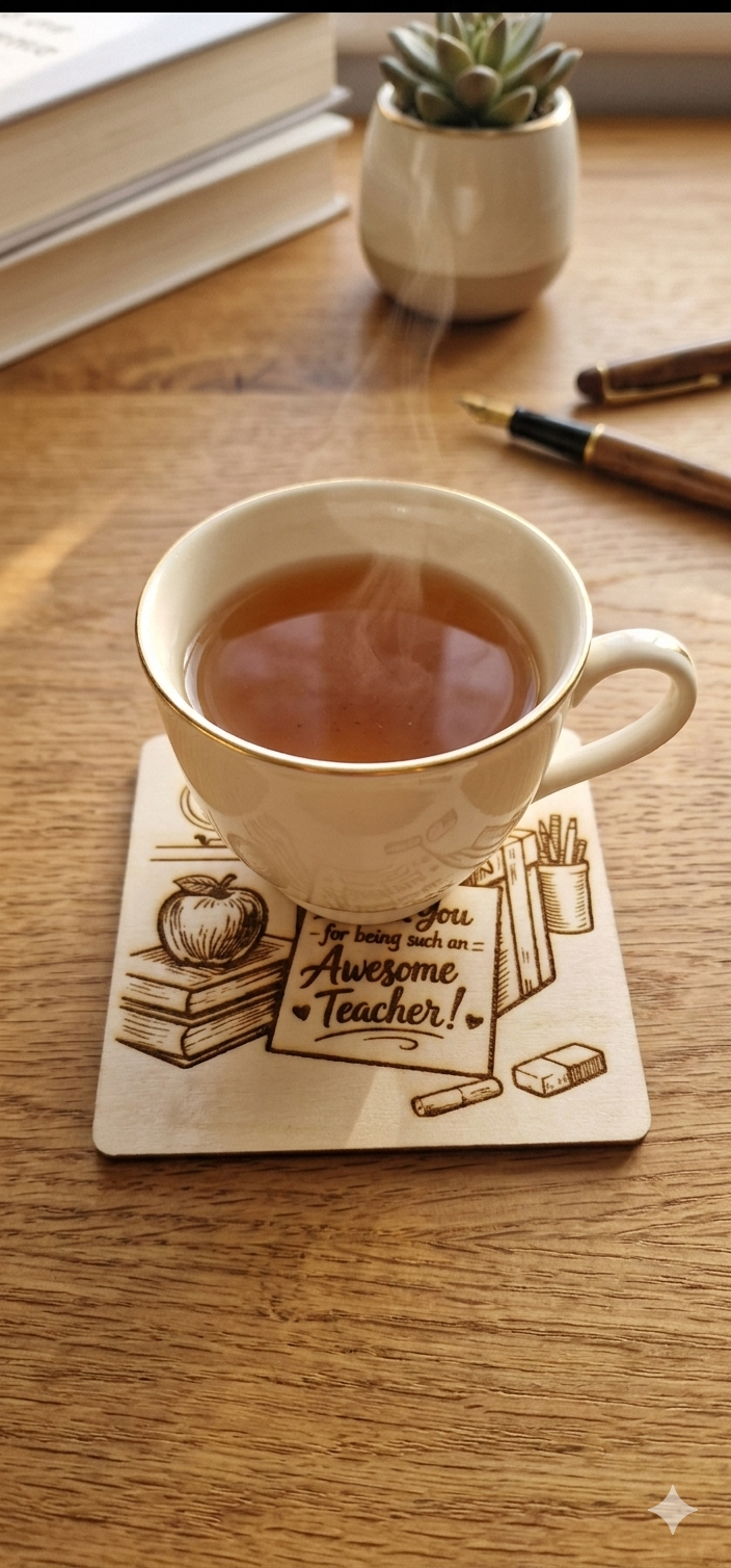 Thumbnail: Thank You Teacher Engraved Wooden Coaster Teacher Appreciation Gift End of Year