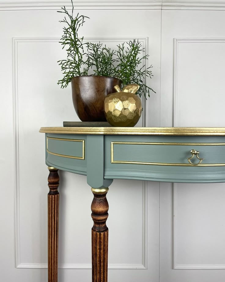 Vintage Green Console Table, Painted Demi Lune Hallway Table, Painted to Order - Etsy.jpeg