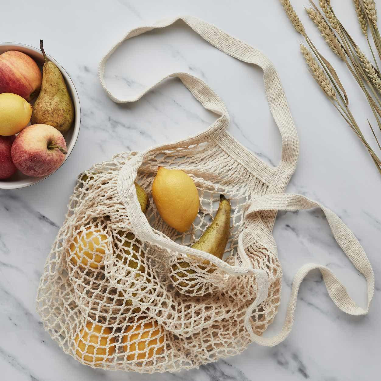 net mesh cotton shopping tote