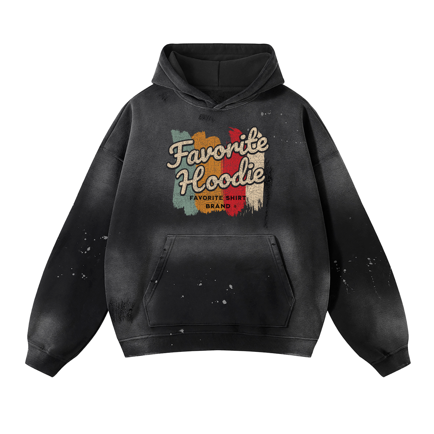 Vintage Washed Frayed Fleece Hoodie