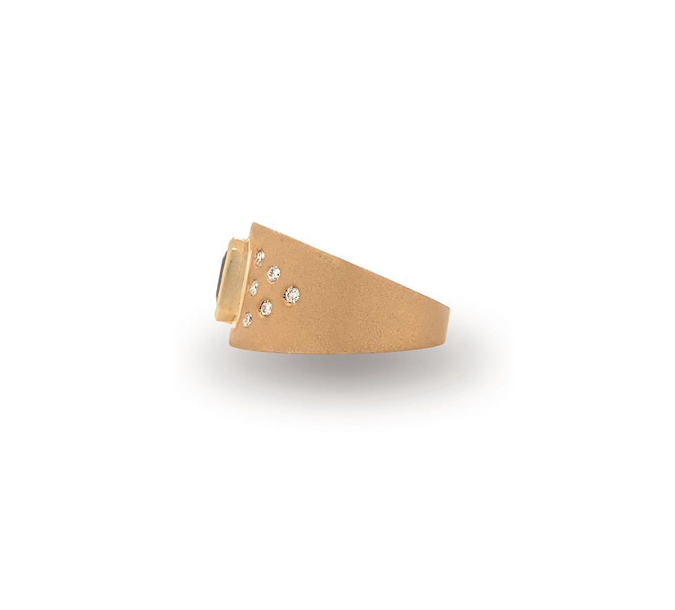 Thumbnail: 14K Satin Finish Sapphire Band with Diamonds