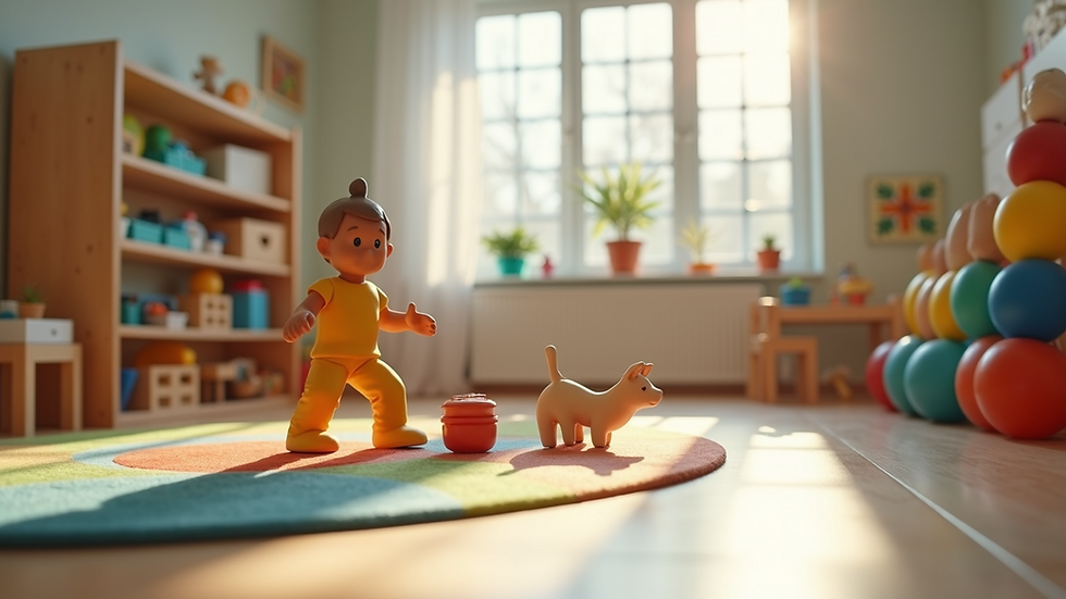 Eye-level view of a well-structured toy area in a child care facility