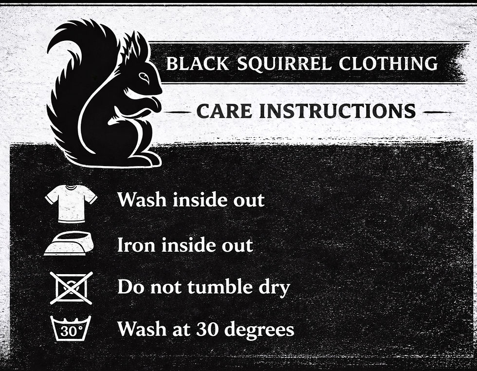 Thumbnail: Black Squirrel Clothing care instructions