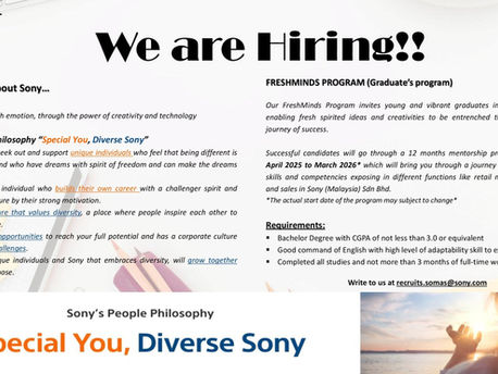 Sony Malaysia | Freshminds Program (Graduate’s Program)