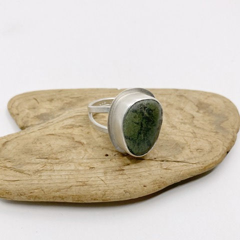 Green Spanish Beach Stone ring