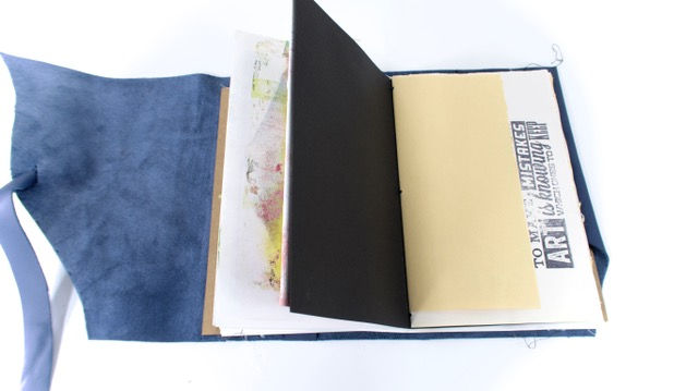 Thumbnail: Steel Blue Italian Leather Art Journal Cover and Book