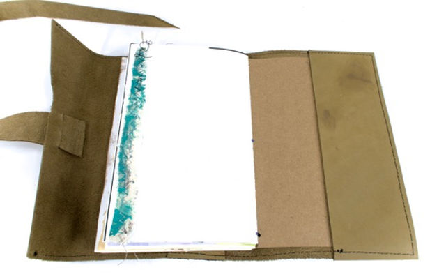 Thumbnail: Tan Nubuck Leather Art Journal Cover and Mixed Media Book