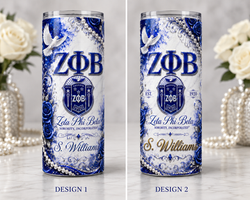 Zeta Phi Beta - w Pearls and Blue Roses
