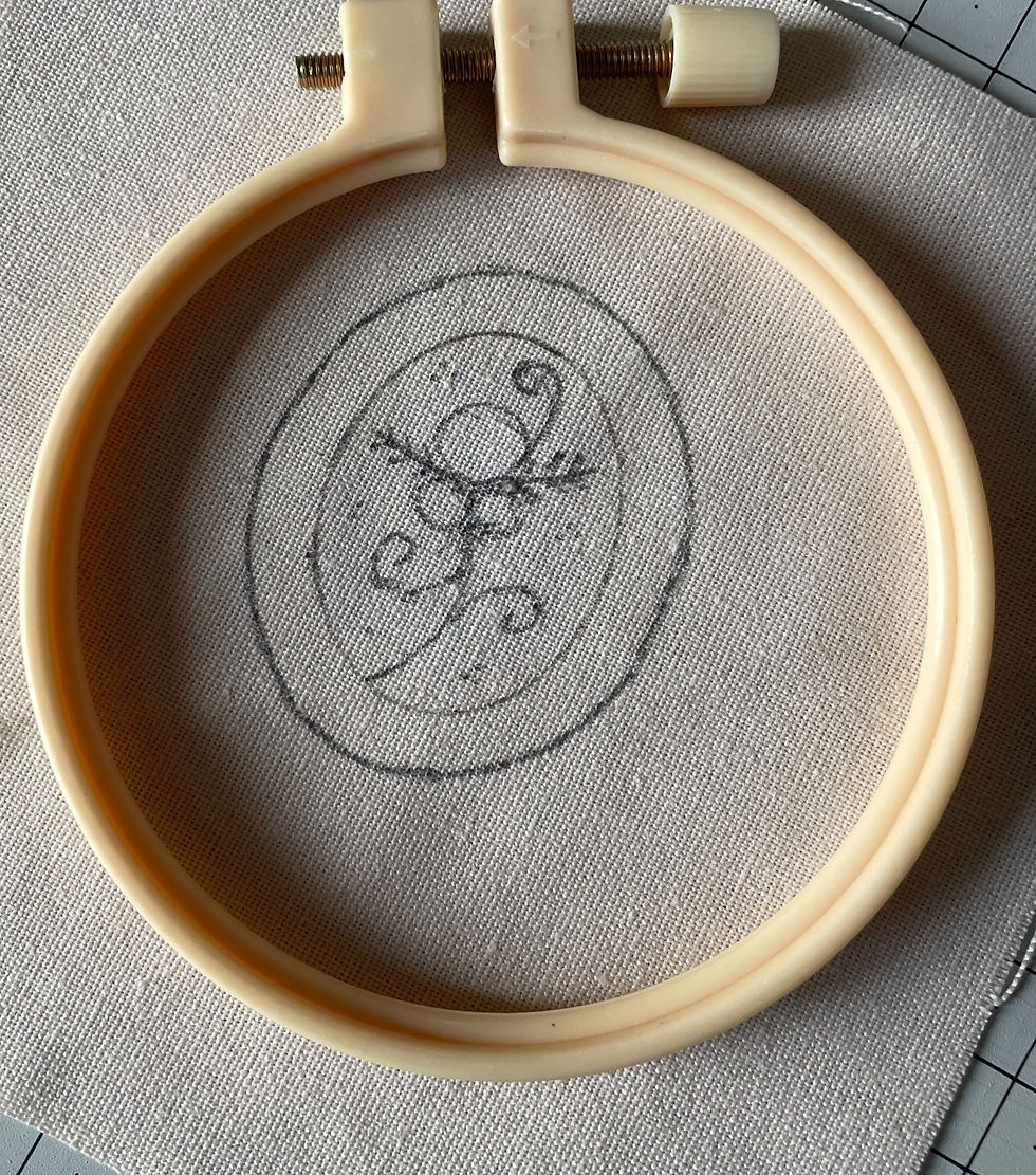 Eye-level view of initial design sketches for jewellery set