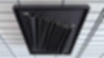 Werk "held light" aus schwarz bespraytem, gefaltetem Baumwollgewebe