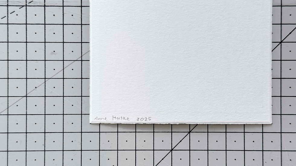 Miniaturbild: Linoldruck "you make my heart smile" auf Büttenpapier. Rückseite Detailansicht