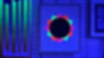 "Black Hole Sun" in Neon und Schwarz auf natürlichem Baumwollgewebe. Unter Schwarzlicht
