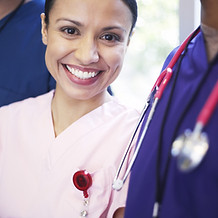 Sonriendo personal médico