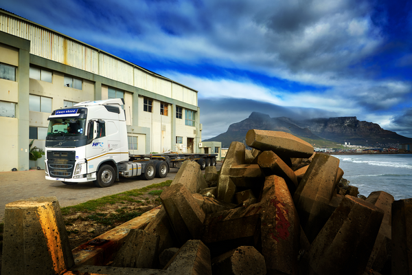 trucks, harbour, table mountain, Cape Town, Commercial vehicle photography.