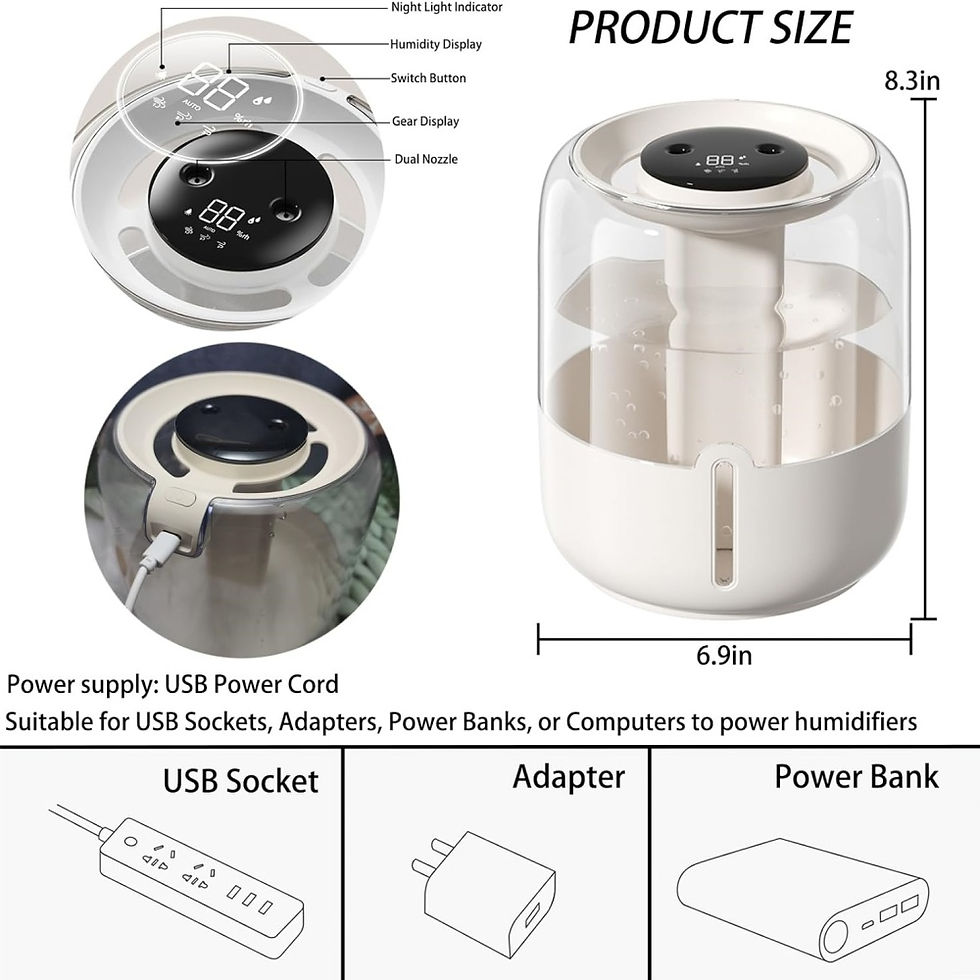 Thumbnail: 6.8L Air Humidifier 3 Spray Modes Air Purifier Dual Spray Port Ultra-Quiet USB W