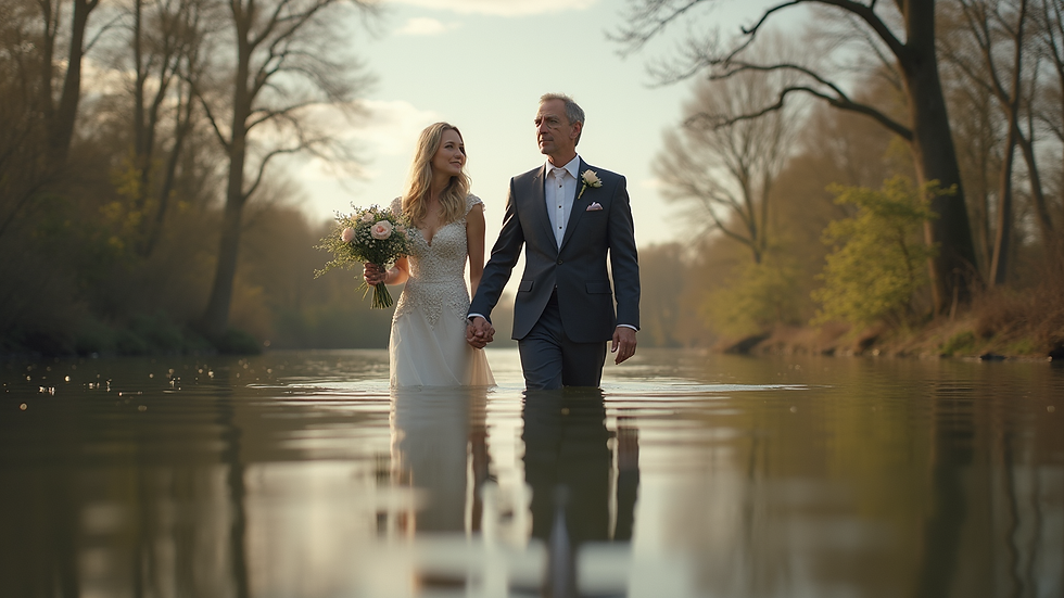 Vue en plongée d’un photographe capturant un moment d’émotion lors d’un mariage en Moselle