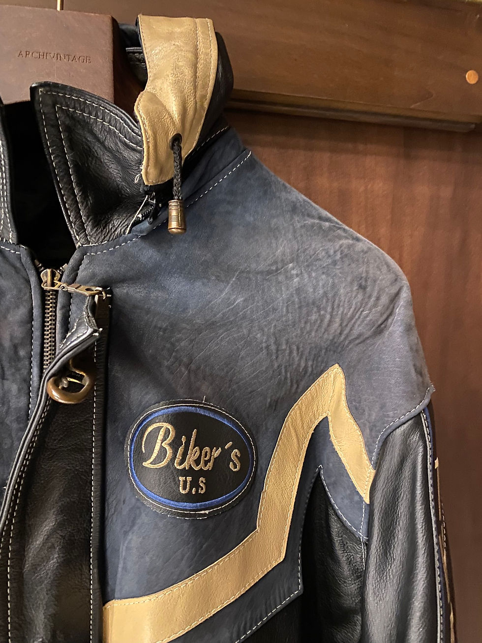 Miniatura: Vintage Ultra Rare 90s Bikers Made in France Leather Jacket