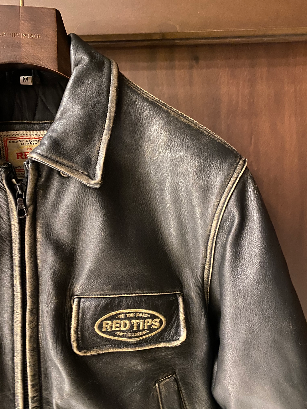 Miniatura: Vintage Ultra Rare 90s Red Tips Leather Jacket