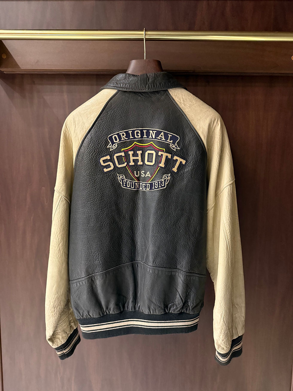 Miniatura: Vintage Ultra Rare Schott NYC Leather Bomber Jacket 