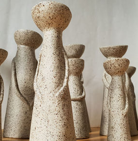 Clay figurines titled I am here by Daylesford artist Irene Holub