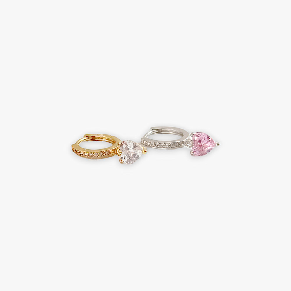 Boucle d'oreille créole coeur scintillant