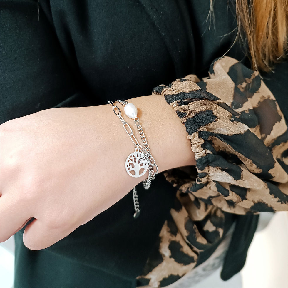 Thumbnail: "Customizable" Steel Star, Four-Leaf Clover or Tree of Life Bracelet