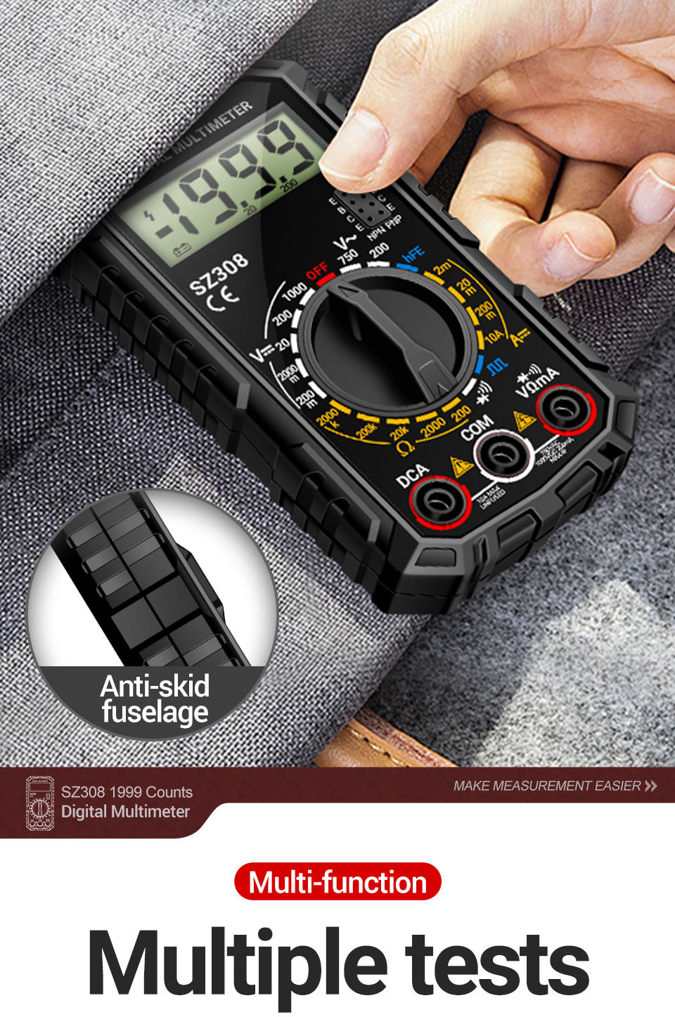 Thumbnail: ANENG SZ308 1999 Count Digital Multimeter AC/DC High-Precision Multi-function Vo